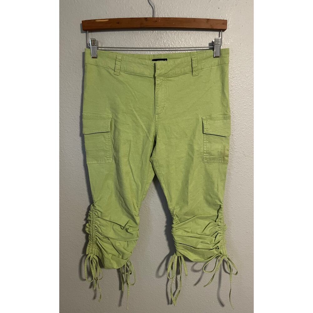 Wet Seal Capri Pants Juniors Size 7 Ruched Drawstring Cargo Linen Grunge Y2K